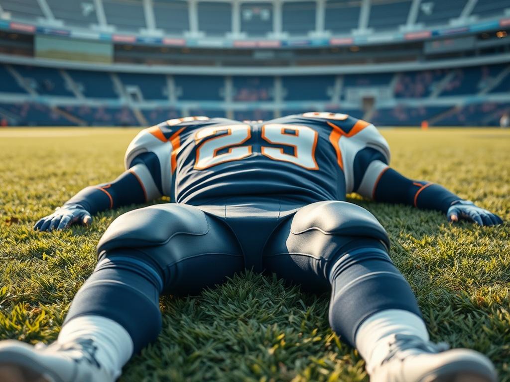 A high resolution image of an American football uniform laid