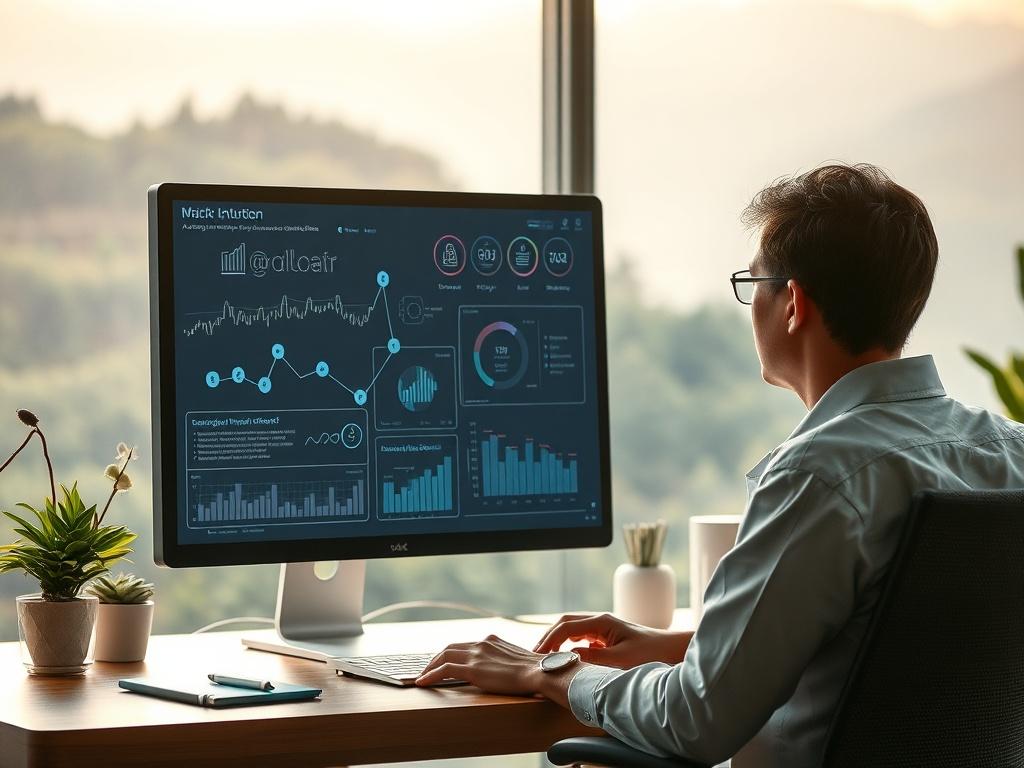 A serene workspace featuring a person thoughtfully engaging with a