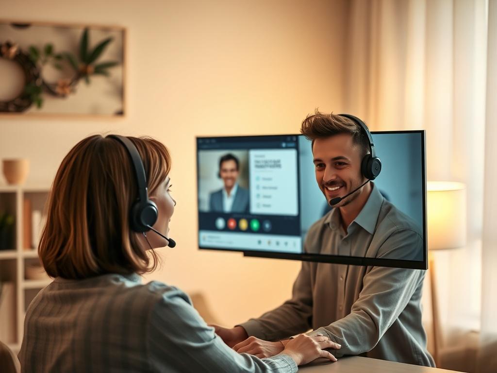 A friendly support team member engaging with a client over