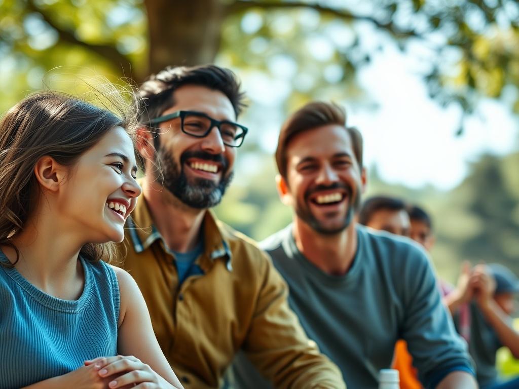 A close up shot of a happy family enjoying a