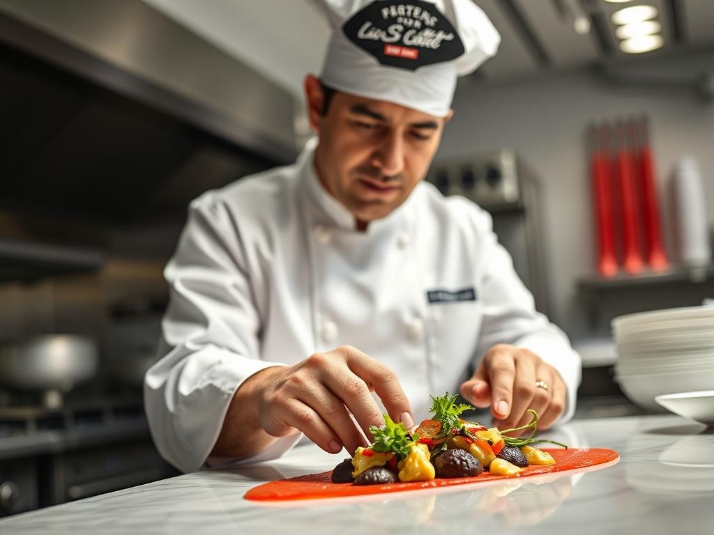 A close up shot of an executive chef in a