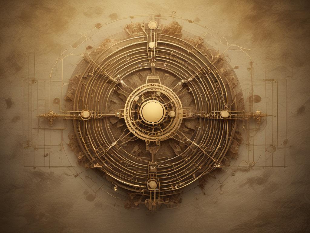 An abstract representation of AI technology with a focus on a digital network connecting diverse gold sellers and buyers. The background should feature a blend of earthy tones and textures, creating a grounded atmosphere. The composition should be clear and simple, emphasizing the interconnectivity of the network. The colors used should align with the primary color #CFB07C.