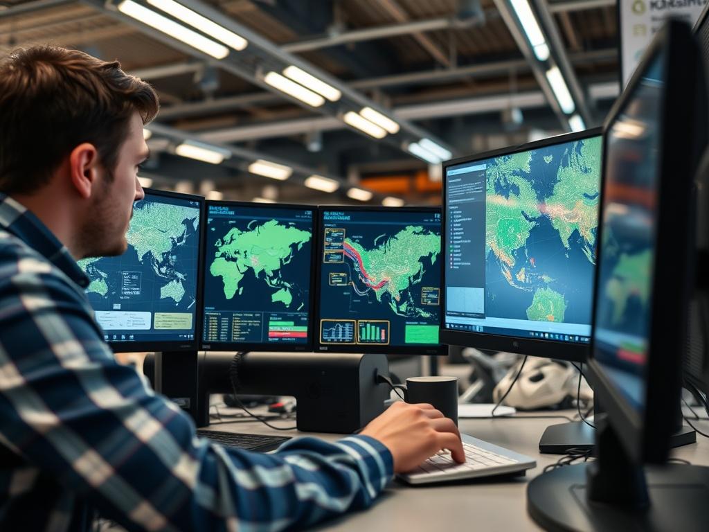 A close up shot of a logistics coordinator working on