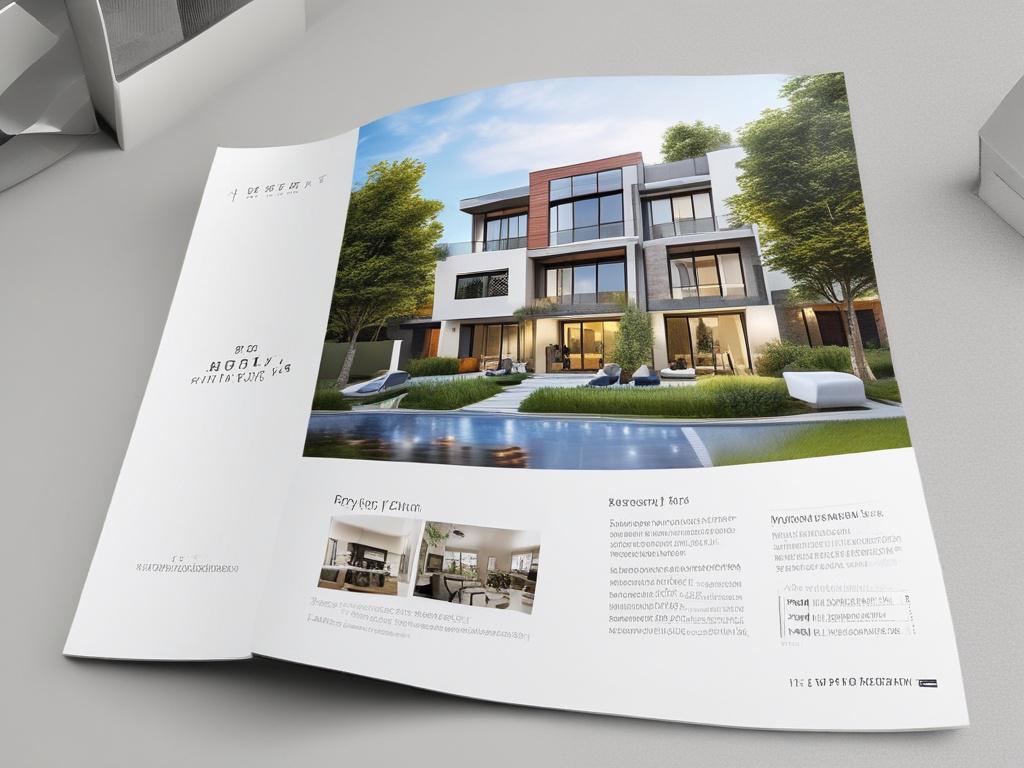A close up shot of a modern property listing brochure,
