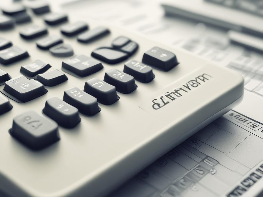 A hyper-realistic close-up shot of a calculator displaying financial calculations related to real estate investment, emphasizing cash on cash return. The calculator should be centrally positioned with a soft-focus background of a modern home, showcasing an inviting and profitable investment atmosphere. Shot with a 45mm f/1.2 lens style, highlighting the calculator and subtly blurring the background for emphasis.