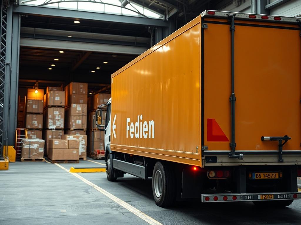 A close up shot of a delivery truck loading cargo
