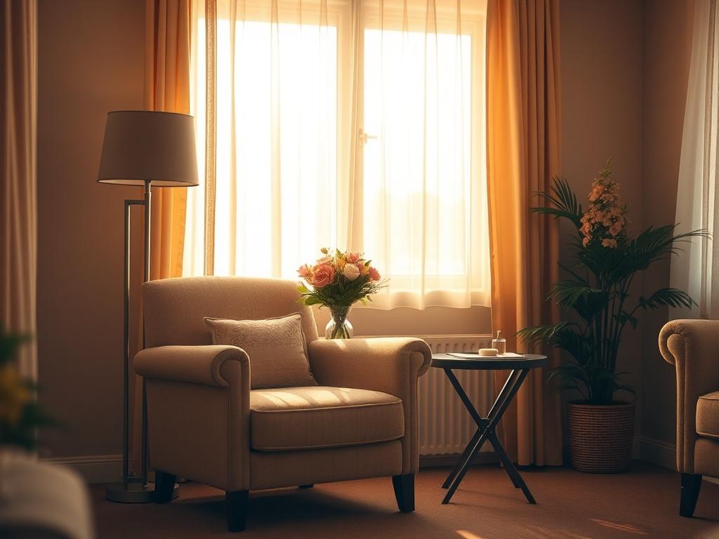 A cozy, realistic high resolution of a serene living space
