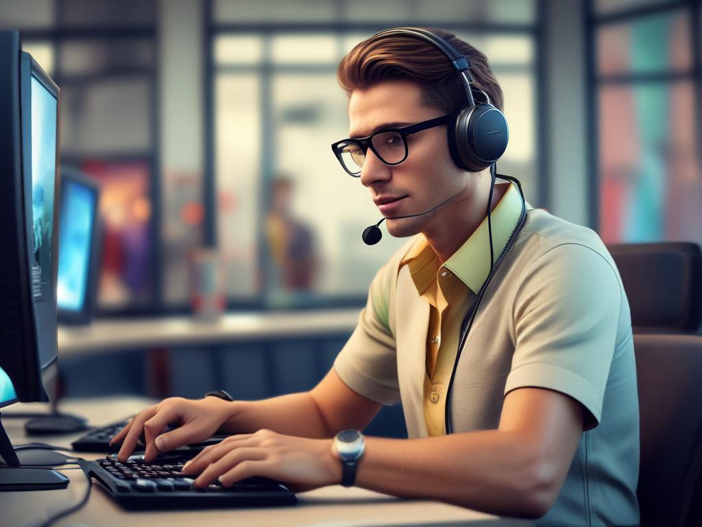 A realistic high resolution of a customer service representative assisting