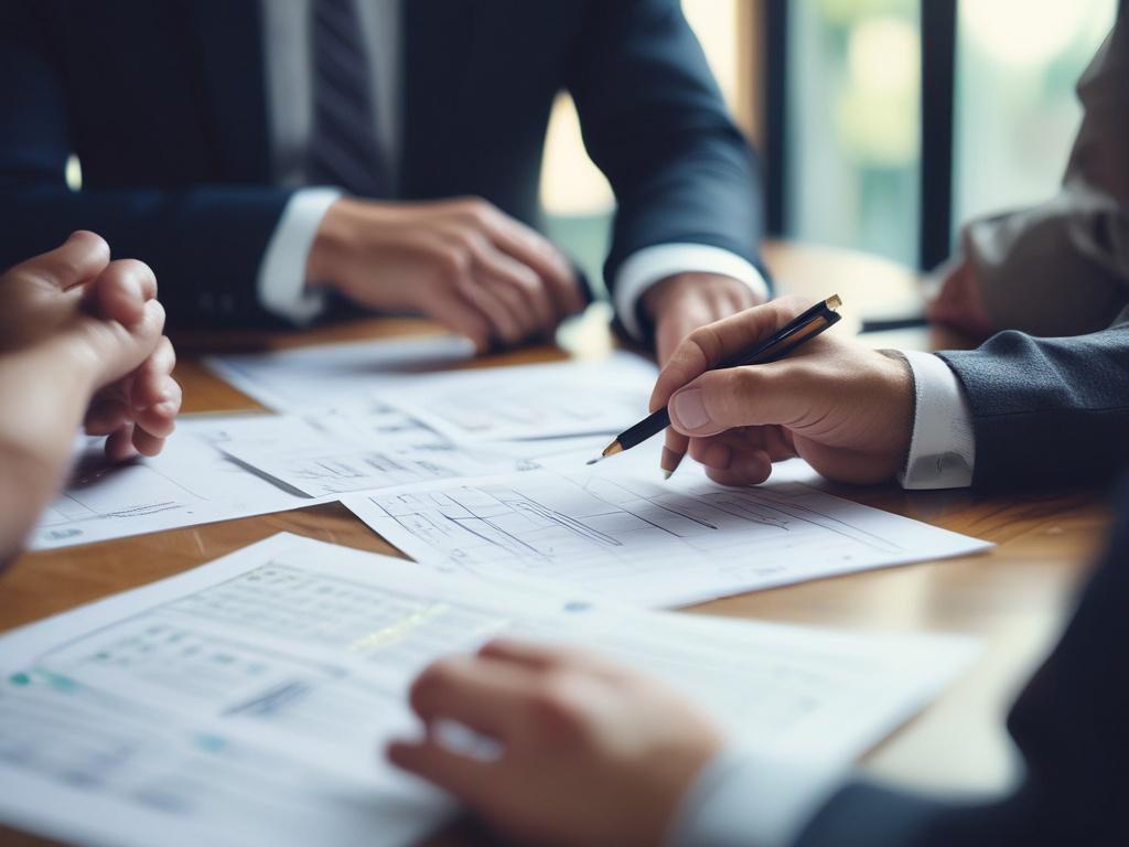 A close up shot of a business meeting in a