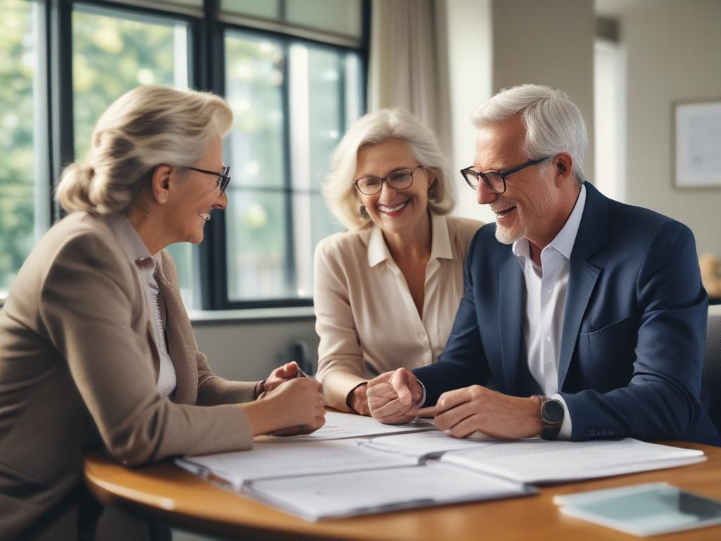 A close up shot of a retirement planner discussing future