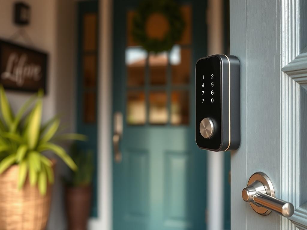 A hyper realistic close up shot of a keyless entry