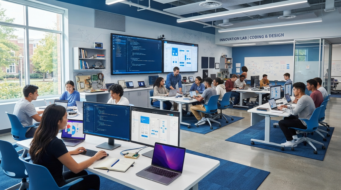 Students learning in our modern classroom