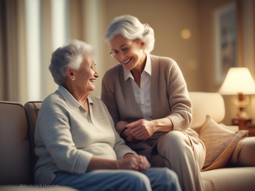 A warm and inviting scene of a caregiver gently assisting
