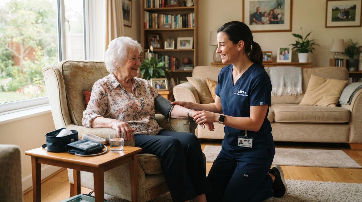 Professional caregiver providing compassionate home healthcare