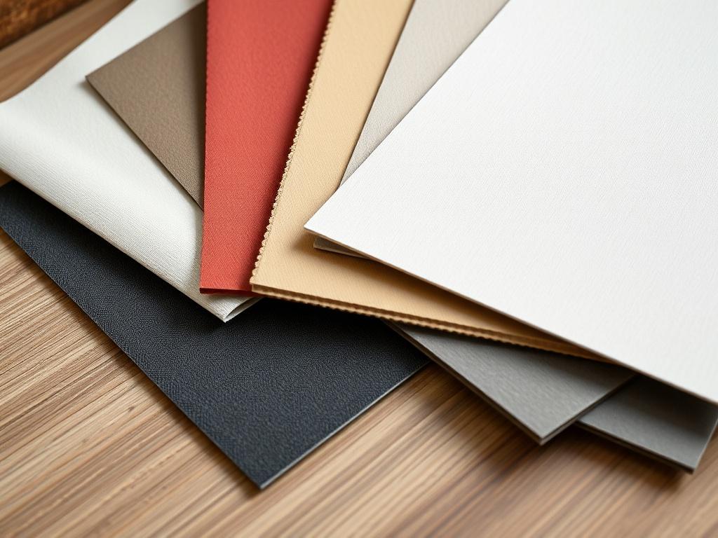 A close-up of various materials and color samples for home customization, displayed elegantly on a table.