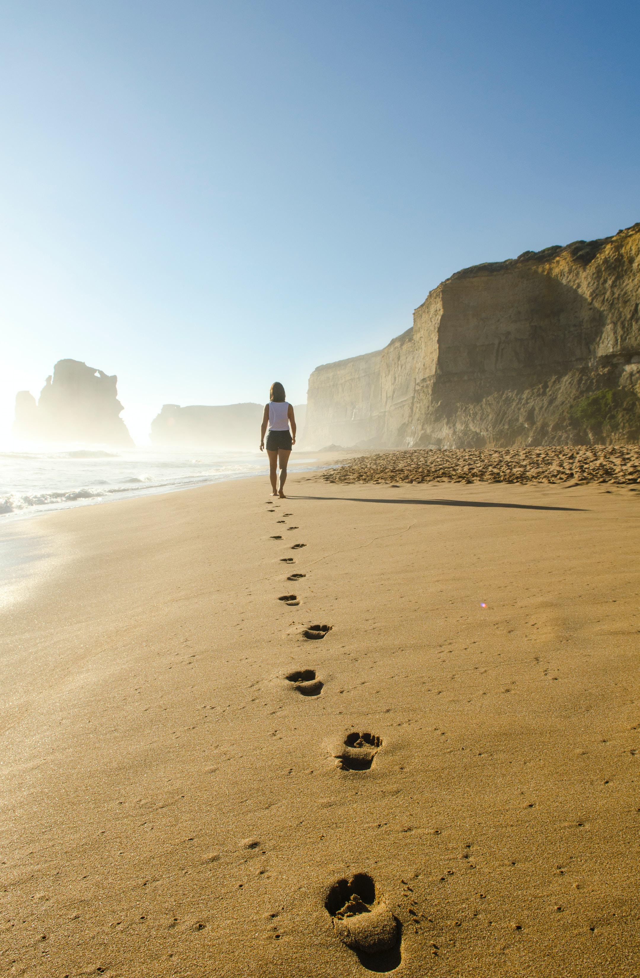Footprints on sand beach