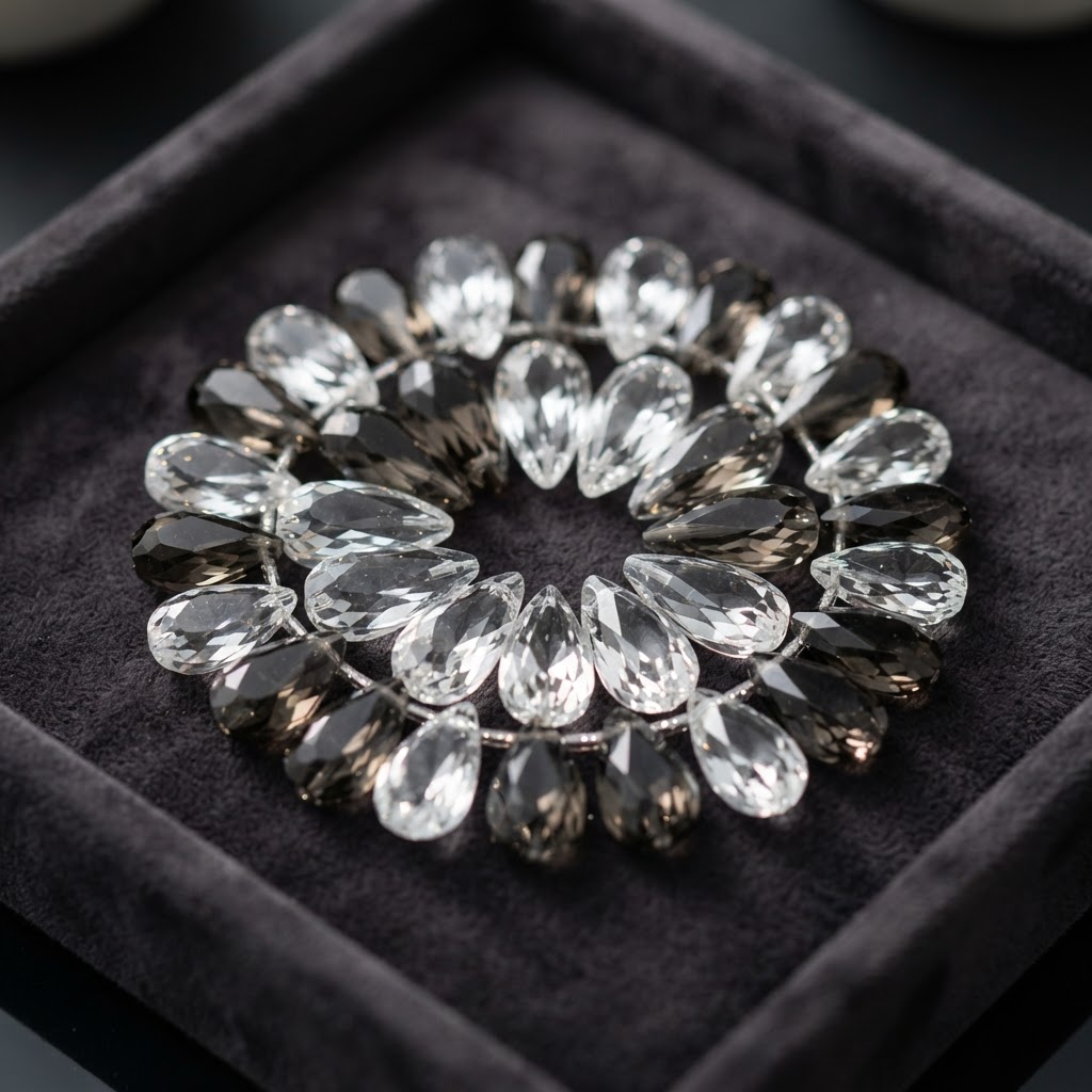 Crystal drops — Teardrops in smoky tones