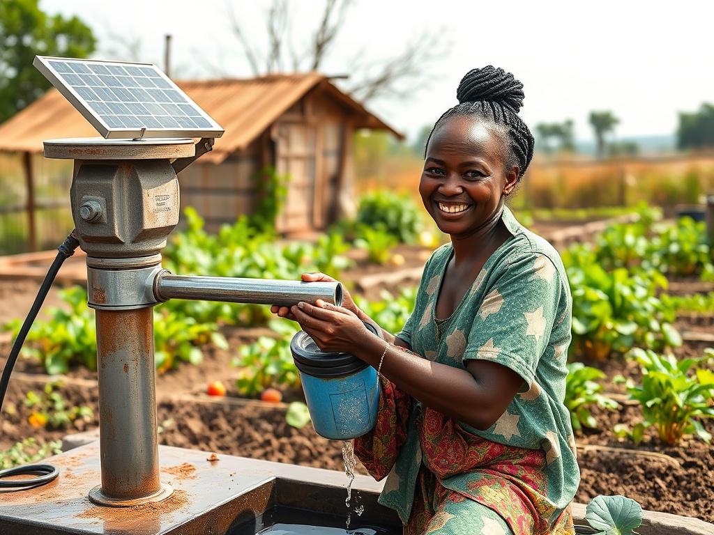 A serene rural landscape showcasing a newly installed solar powered