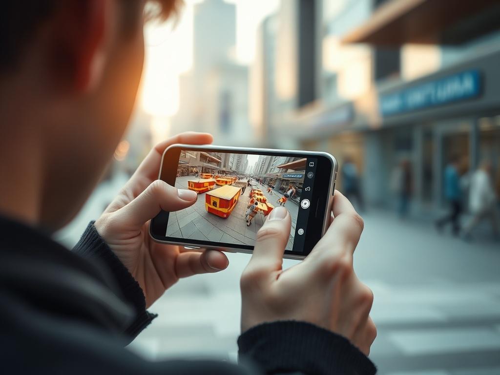 A realistic close up image of a person using a