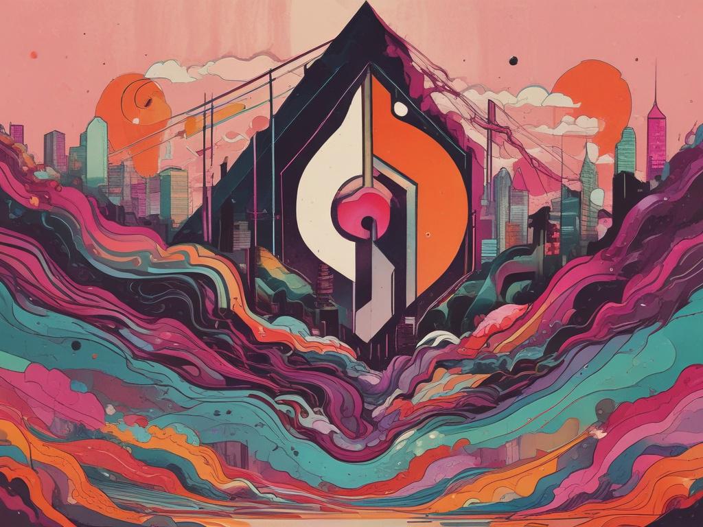 A highly detailed and lifelike painting of a music album cover featuring abstract elements representing alternative rock music. The color palette includes deep tones with a focus on #FF6E4E. The composition should be simple, highlighting the album title 'KES’ME İŞARETİ' and a visual representation of the four songs included. The background should be minimalistic to emphasize the album cover.