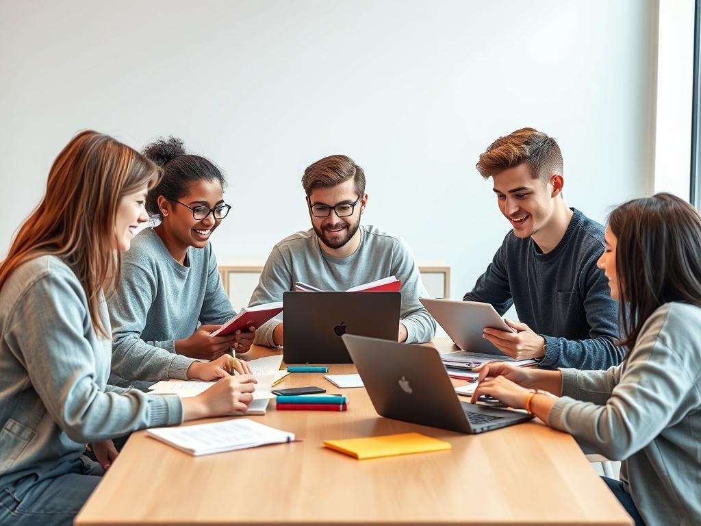 A realistic, high resolution of a diverse group of college