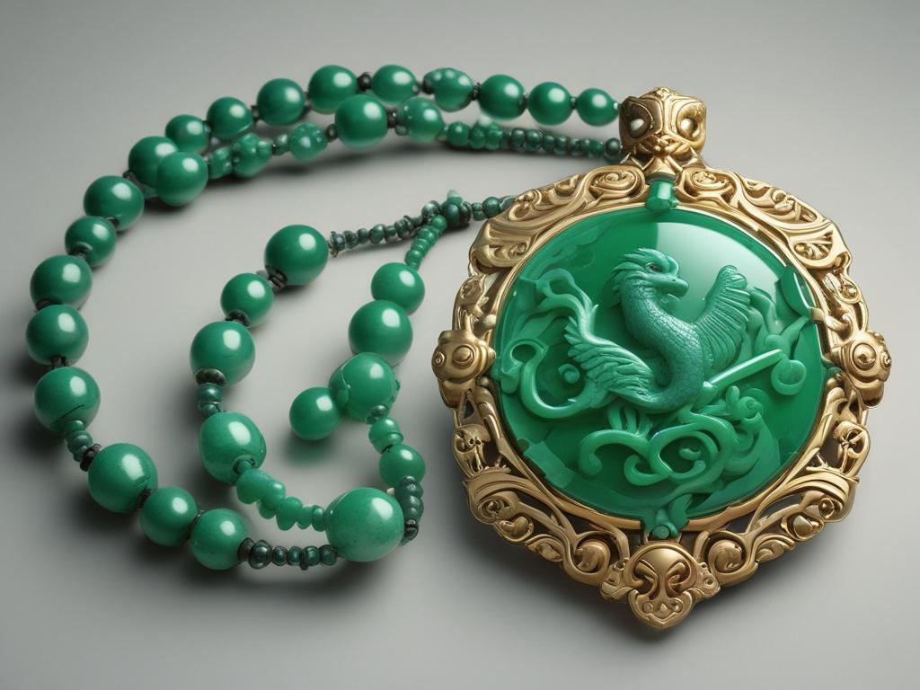Rare Imperial Jade Pendant, jadeite, phoenix carving, cultural artifact, close