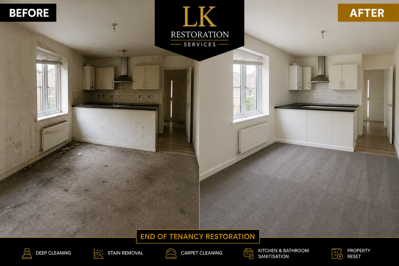 Professional property inspection showing space needing reset