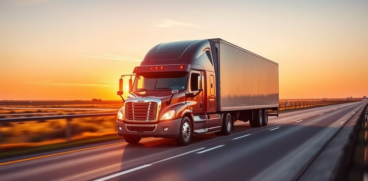 Long-distance moving truck traveling on interstate highway