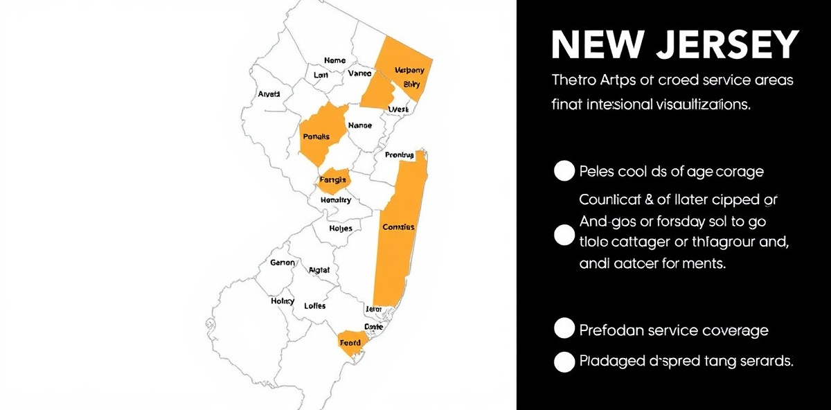 Map of New Jersey service areas showing coverage across multiple counties