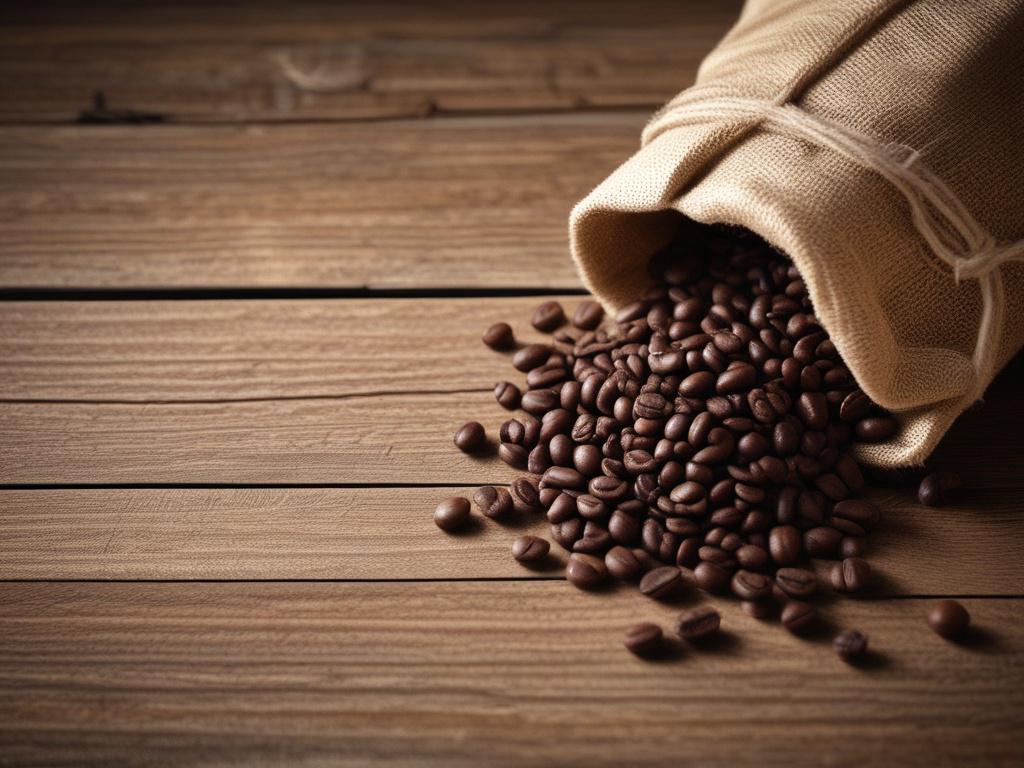 high resolution image of raw coffee beans in a burlap