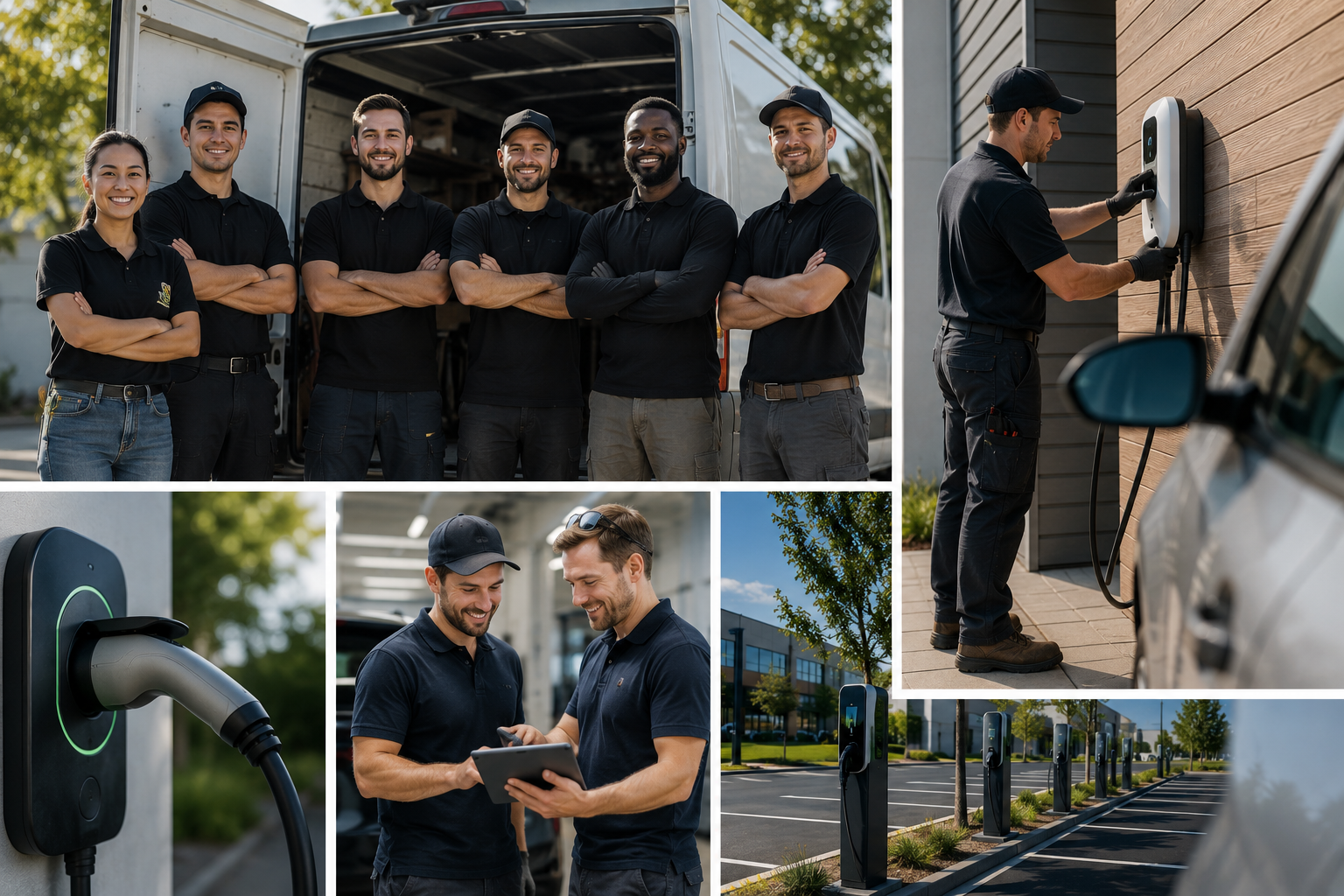 Professional EV charging installation team