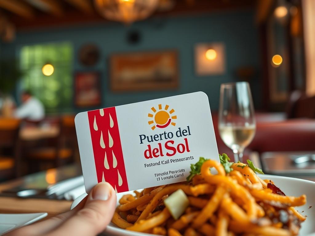 A close up of a discount card for 'Puerto del
