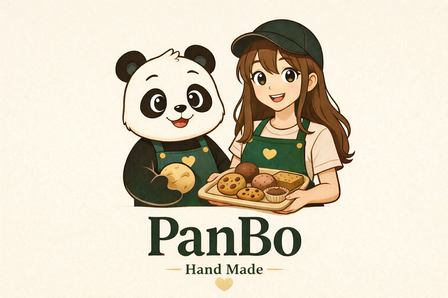 Girl with Panda Hand Made