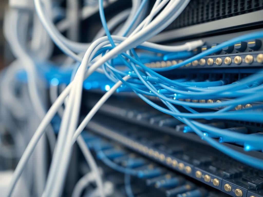 A dynamic shot of a technology grid illustrating multiple fiber