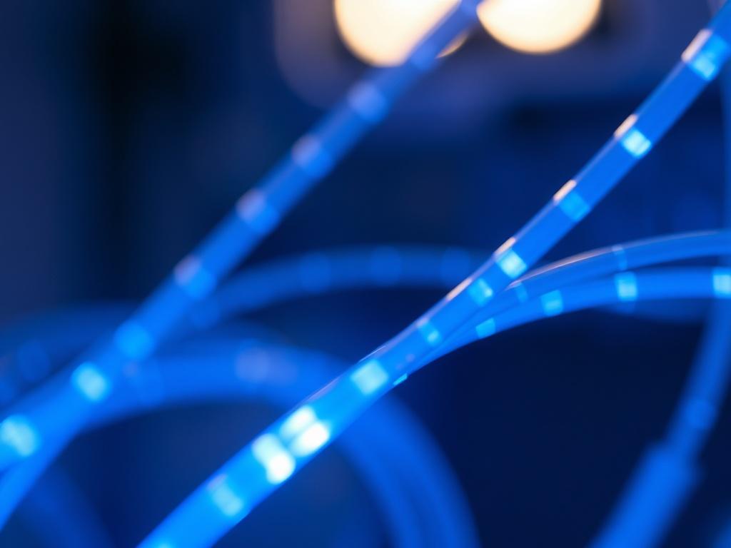 A high resolution close up shot of fiber optic cables