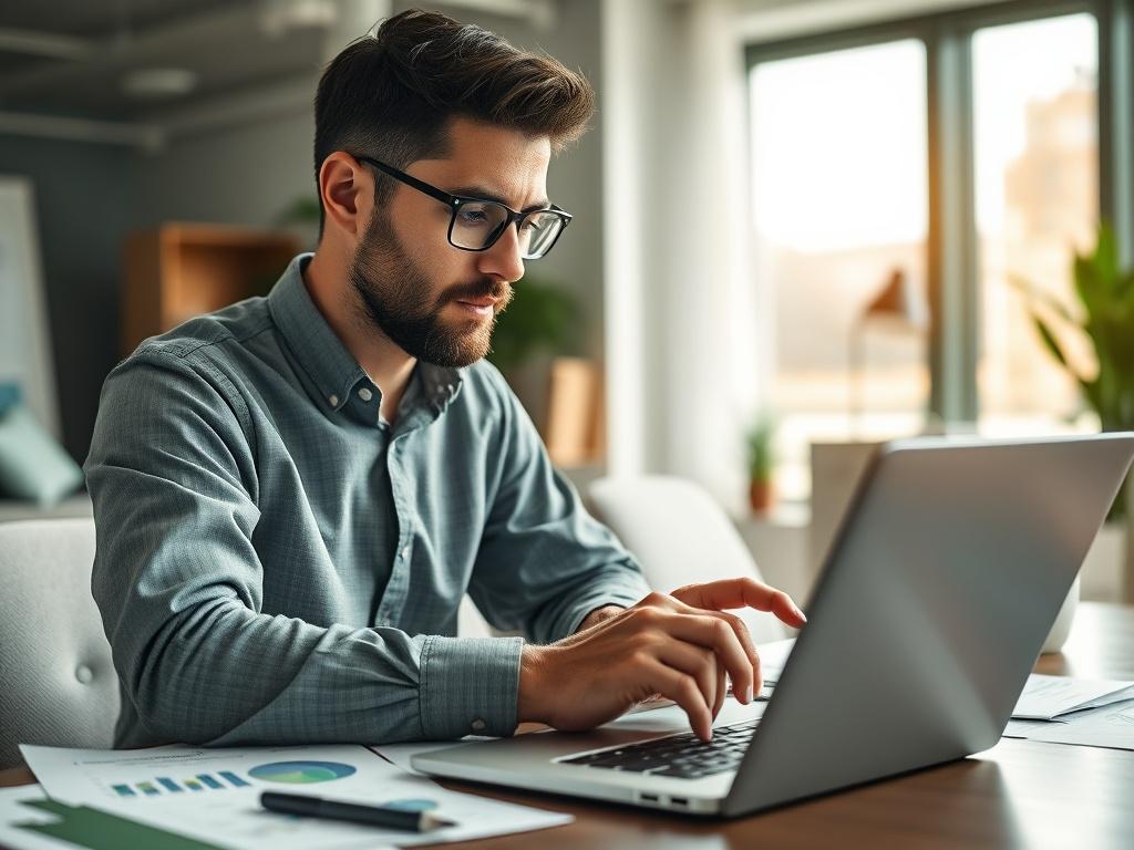 A hyper realistic close up shot of a marketing professional