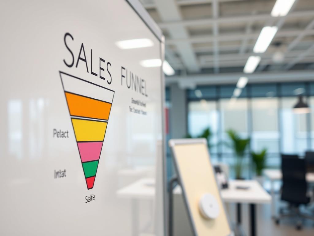 A close up shot of a sales funnel diagram on