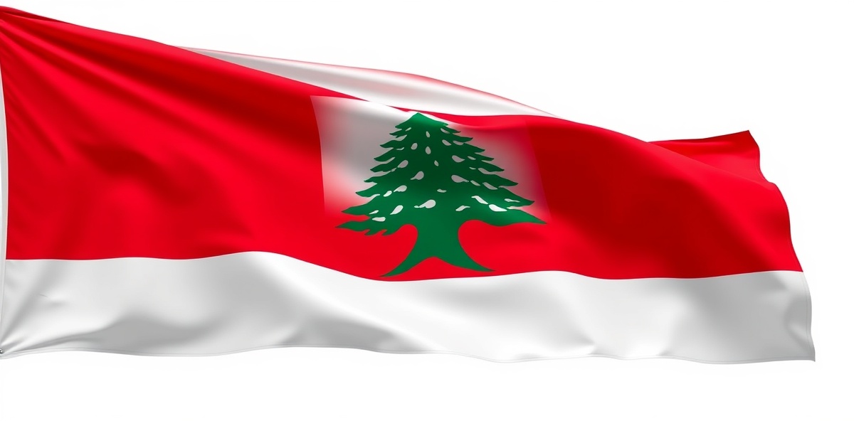 Lebanese Flag with Cedar Tree