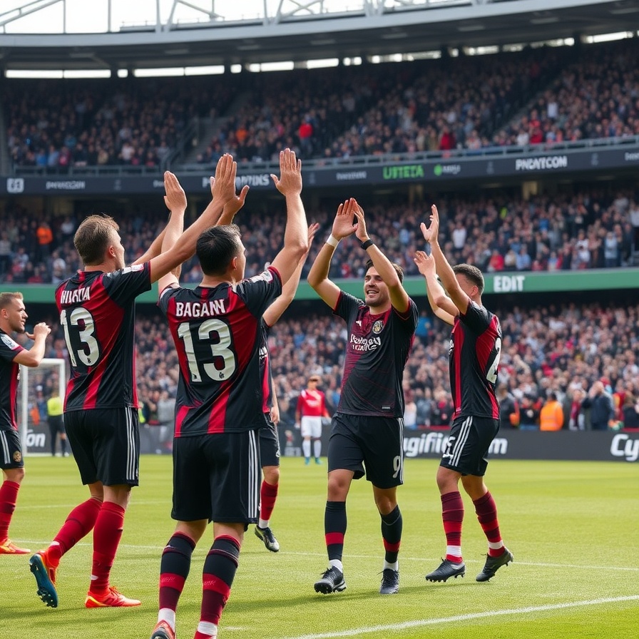 Voetballers vieren doelpunt - team spirit en prestatie