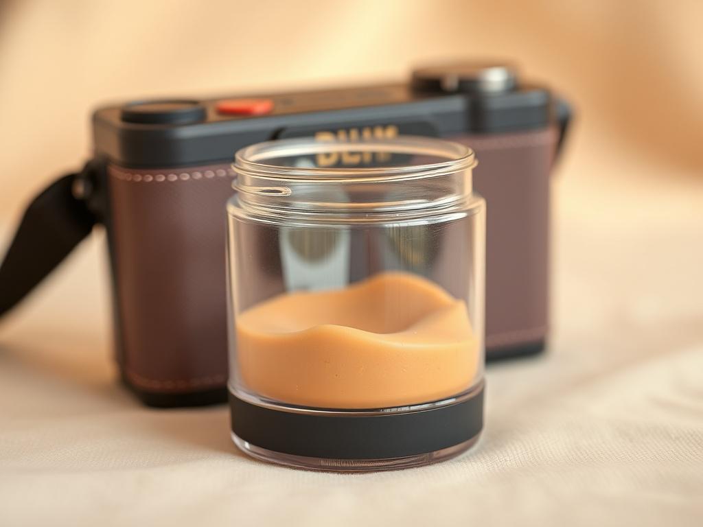 A realistic high-resolution close-up shot of a retouched product displayed on a soft, neutral background. The product should be emphasized with perfect lighting that highlights its features and details, creating an inviting and attractive image. Use RGB color (40, 93, 225) tones to give it a fresh and modern appearance.