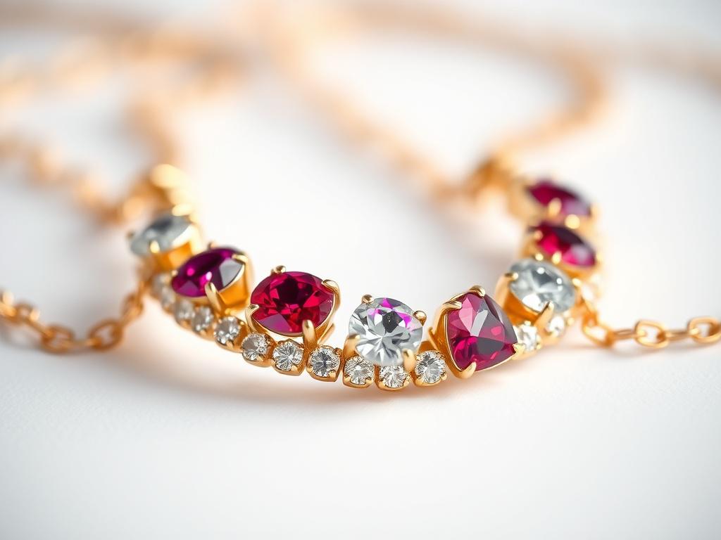A hyper-realistic close-up shot of a beautifully edited product image, showcasing vibrant colors and crisp details. The focus should be on a single product, such as a piece of jewelry, with a clean white background that highlights its features. The lighting should be soft yet illuminating, enhancing the product's textures. The image should convey professionalism and quality, shot with a 45mm f/1.2 lens style.