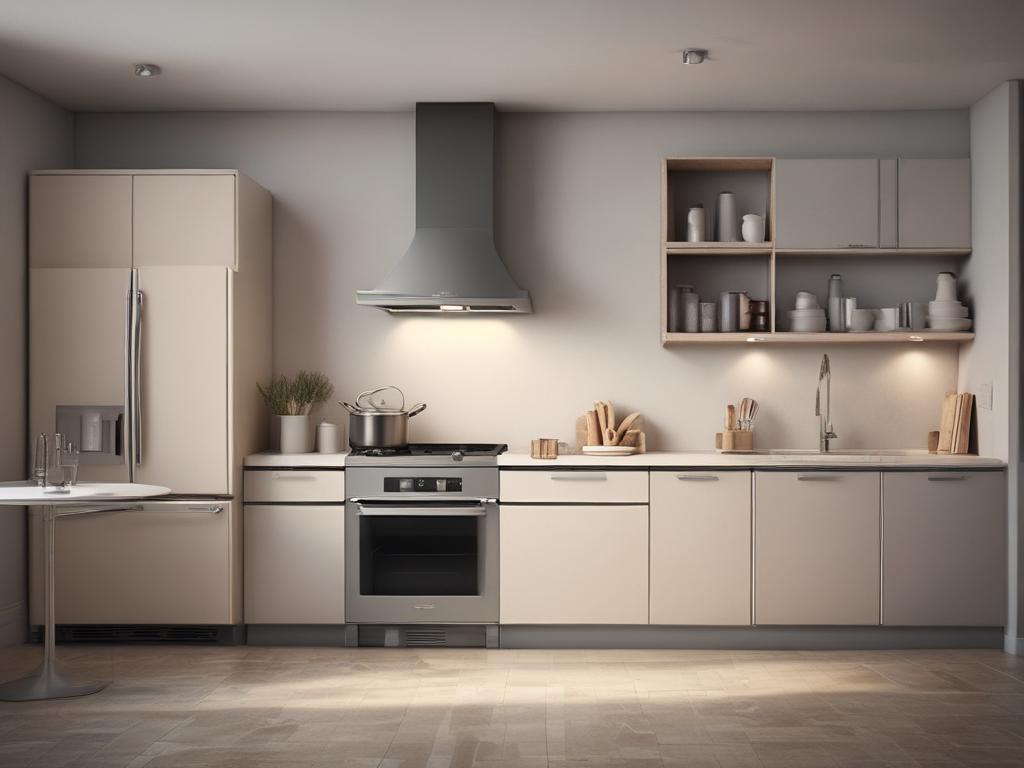 chic kitchen, modern appliances, elegant design, cooking space