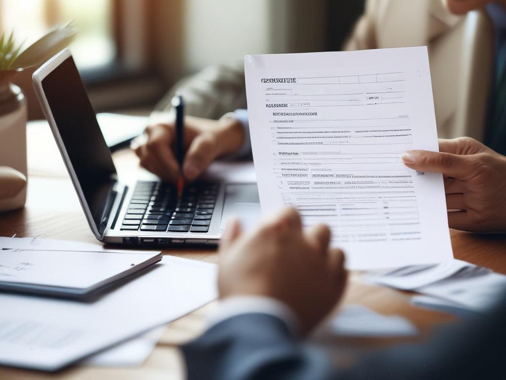A close up shot of a person filling out a