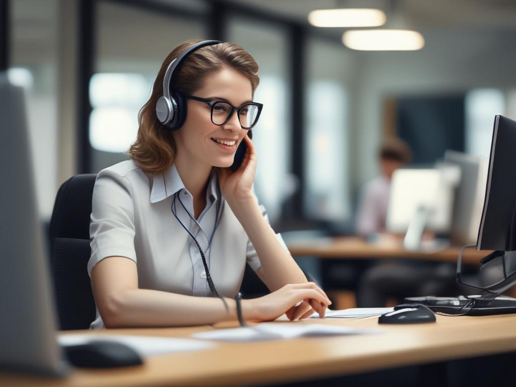 A close up shot of a customer service representative on