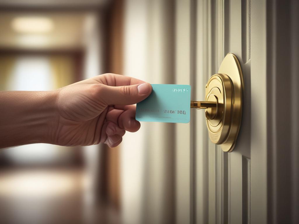 A serene image showcasing a keycard being inserted into a