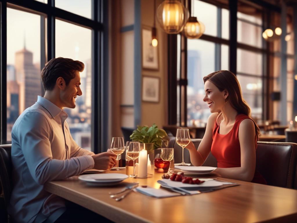 A warm, inviting scene of a couple enjoying a cozy