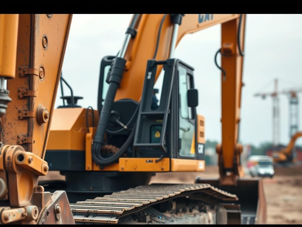 A hyper realistic close up shot of an excavator in