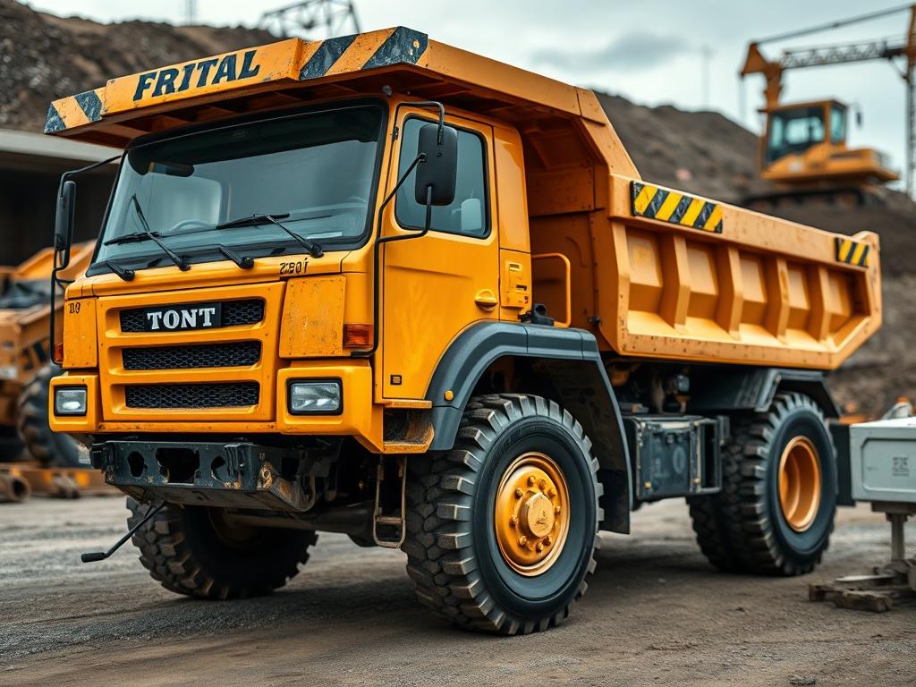 A hyper realistic close up shot of a dump truck,