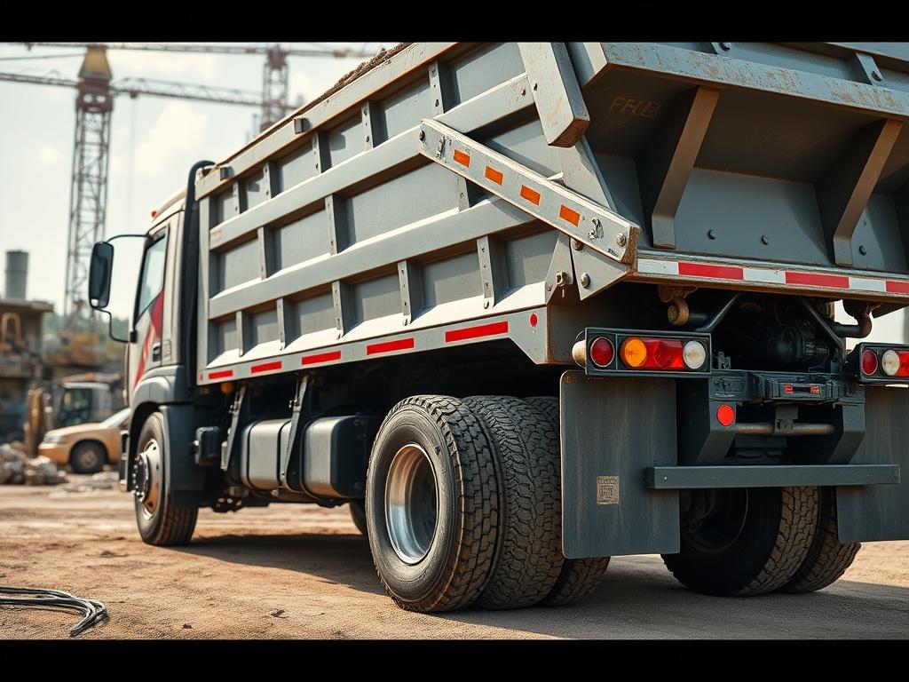 A hyper realistic close up shot of a dump truck