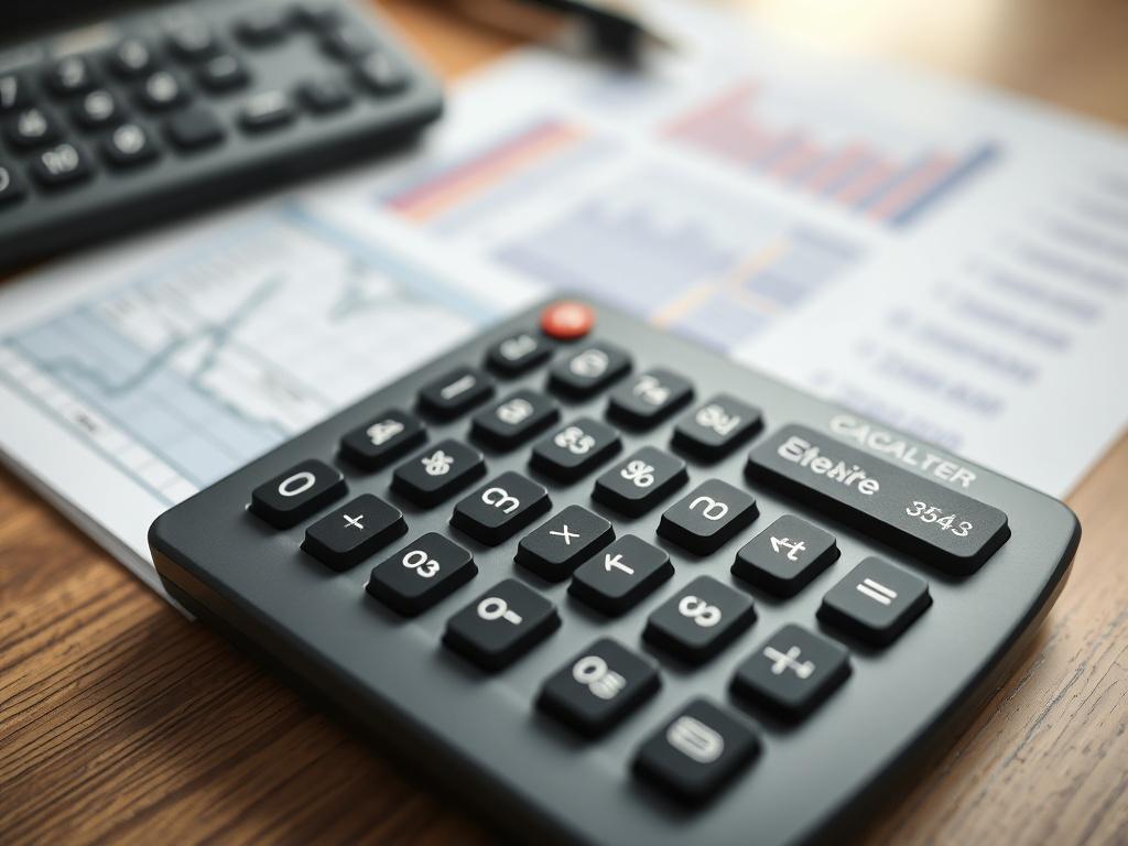 A close up shot of a calculator and financial documents